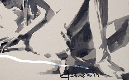 Abstract acrylic painting Bright streak of life by Dima Filatov with bold ink brushstrokes