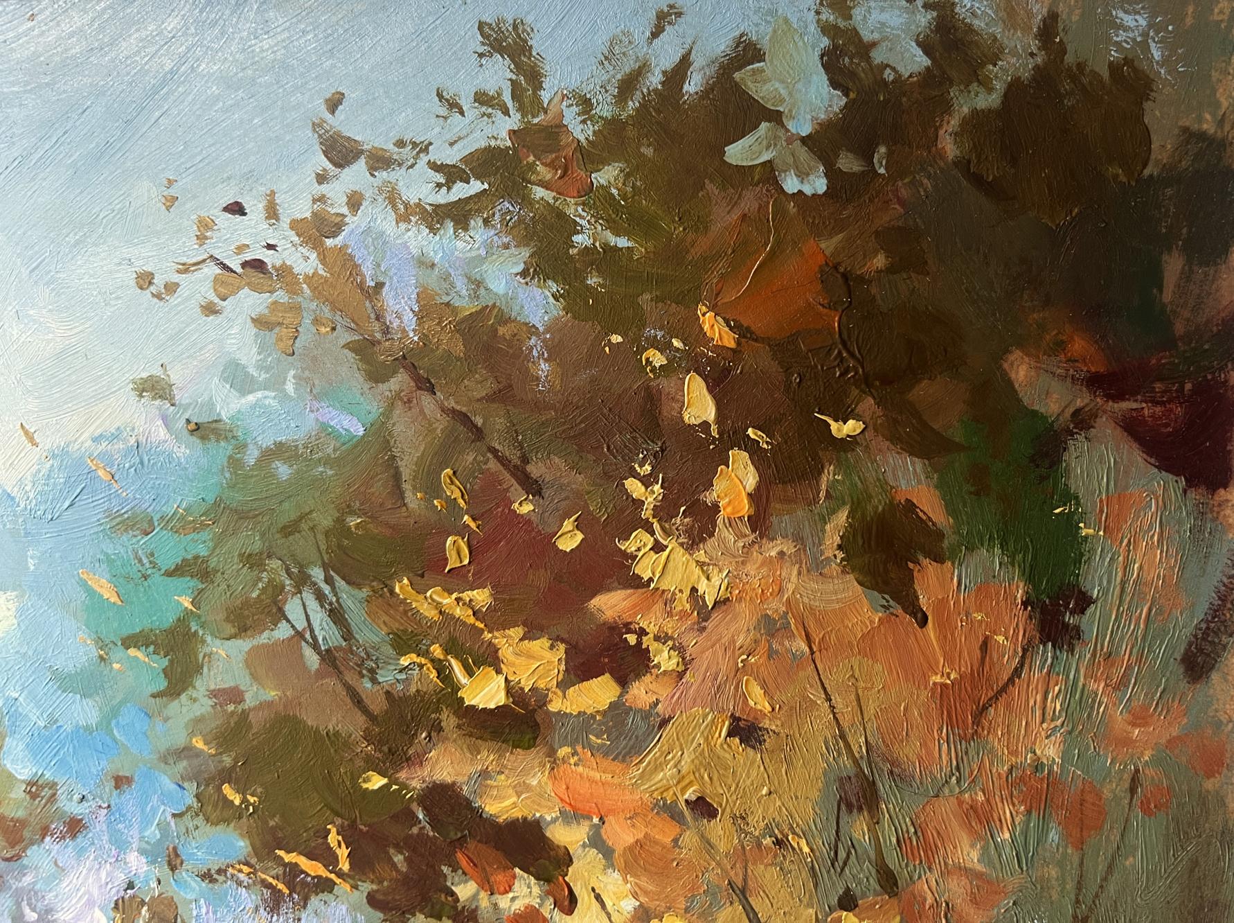 Impressionistic oil painting of autumn forest leaves by Yuriy Suprunchuk