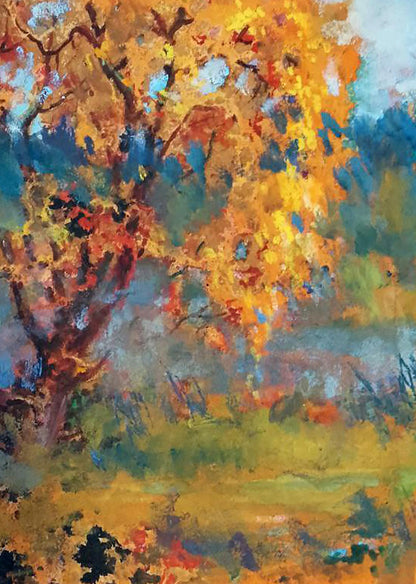 Vibrant autumn Yellowed tree oil painting by Vitaly Duhnevich