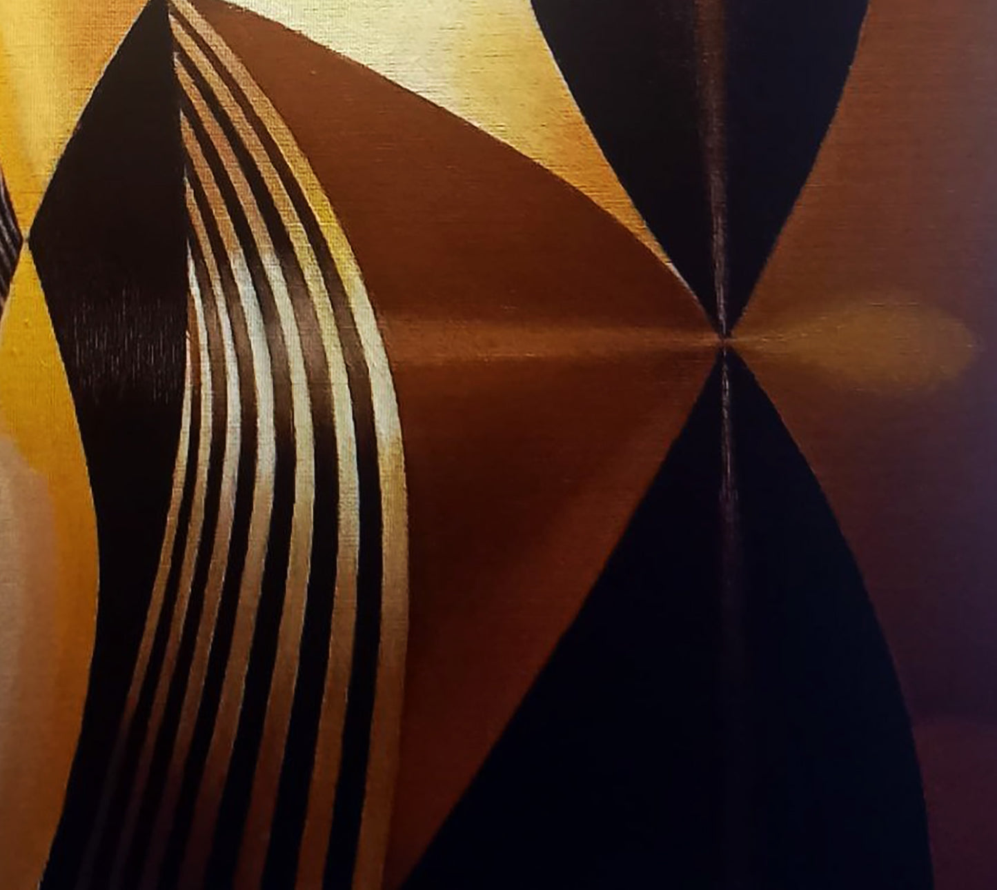 Oil painting Form by Alexander Strashevich: abstract black, gold, brown geometric shapes