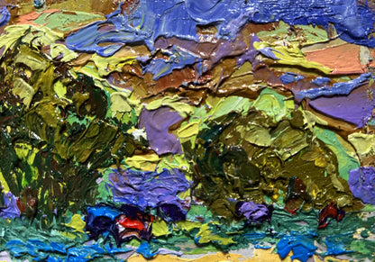 Expressive yellow sunset oil painting by Oleksiy Ivanyuk