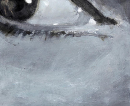 Close-up oil painting of expressive human eye by Marlin Ed Potapenkov