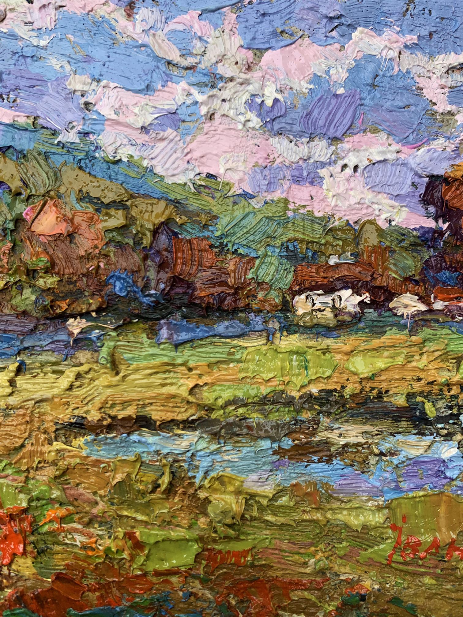 Oil painting On the edge of the village by Oksana Ivanyuk impressionist landscape
