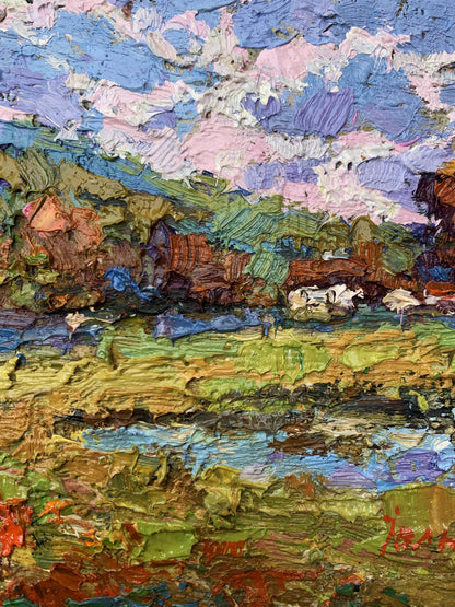 Oil painting On the edge of the village by Oksana Ivanyuk impressionist landscape