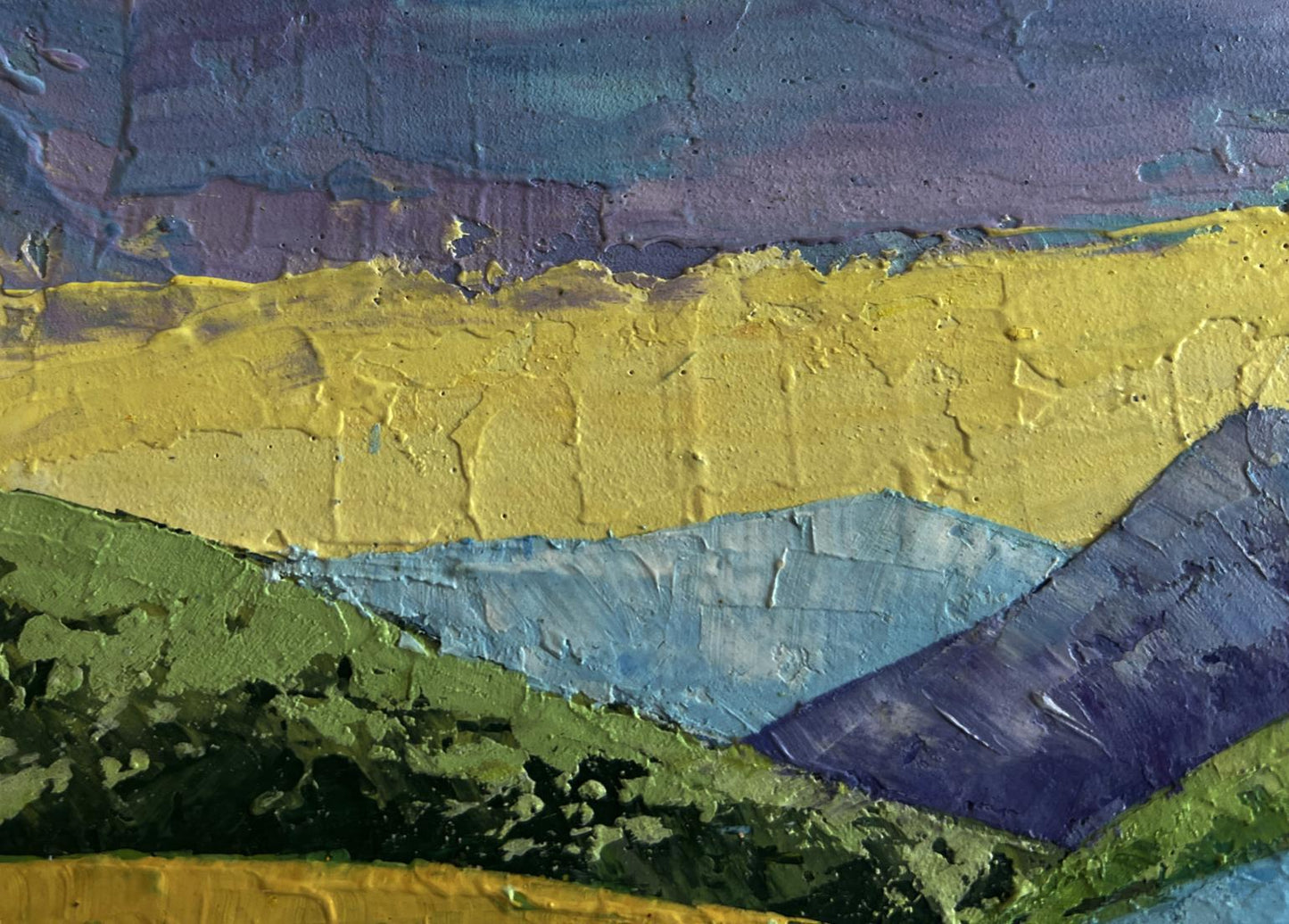 Oil painting Walking in the mountains V. Zadorozhnya textured abstract landscape