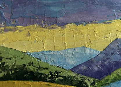 Oil painting Walking in the mountains V. Zadorozhnya textured abstract landscape
