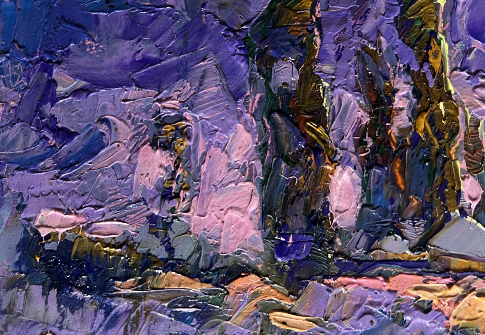 Oil painting Pink sunset on a cold day by Oleksiy Ivanyuk textured abstract