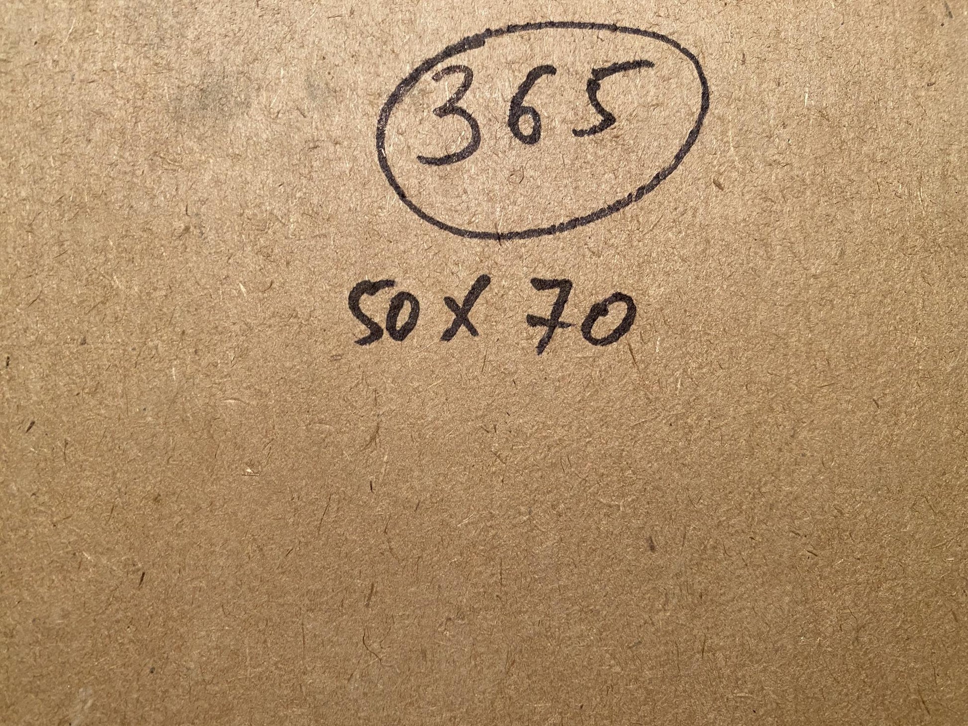 Back of Oil painting Glade by Georgy Kolosovsky on brown cardboard with handwritten markings