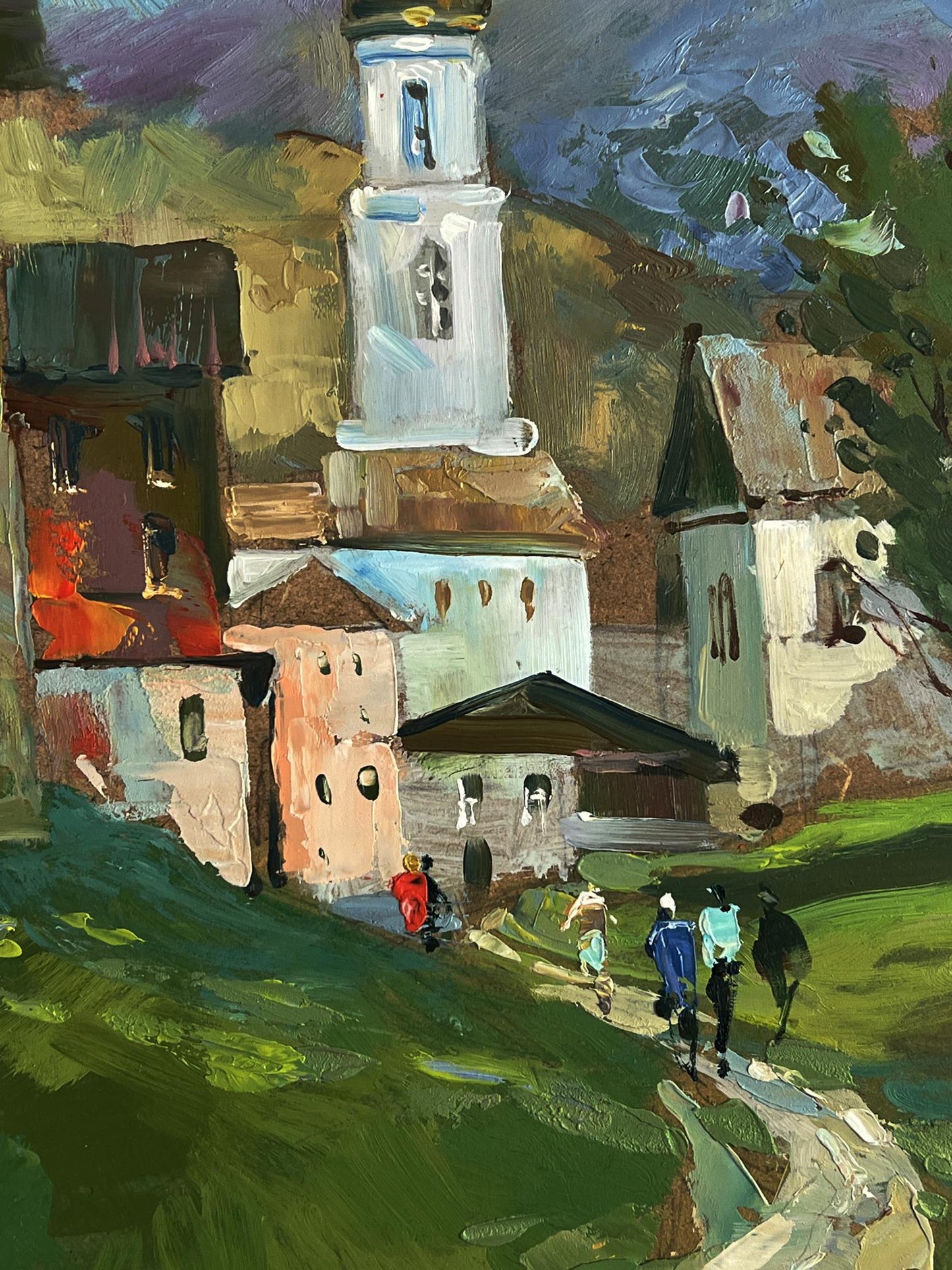 Oil painting of village church with golden dome by Yuriy Suprunchuk