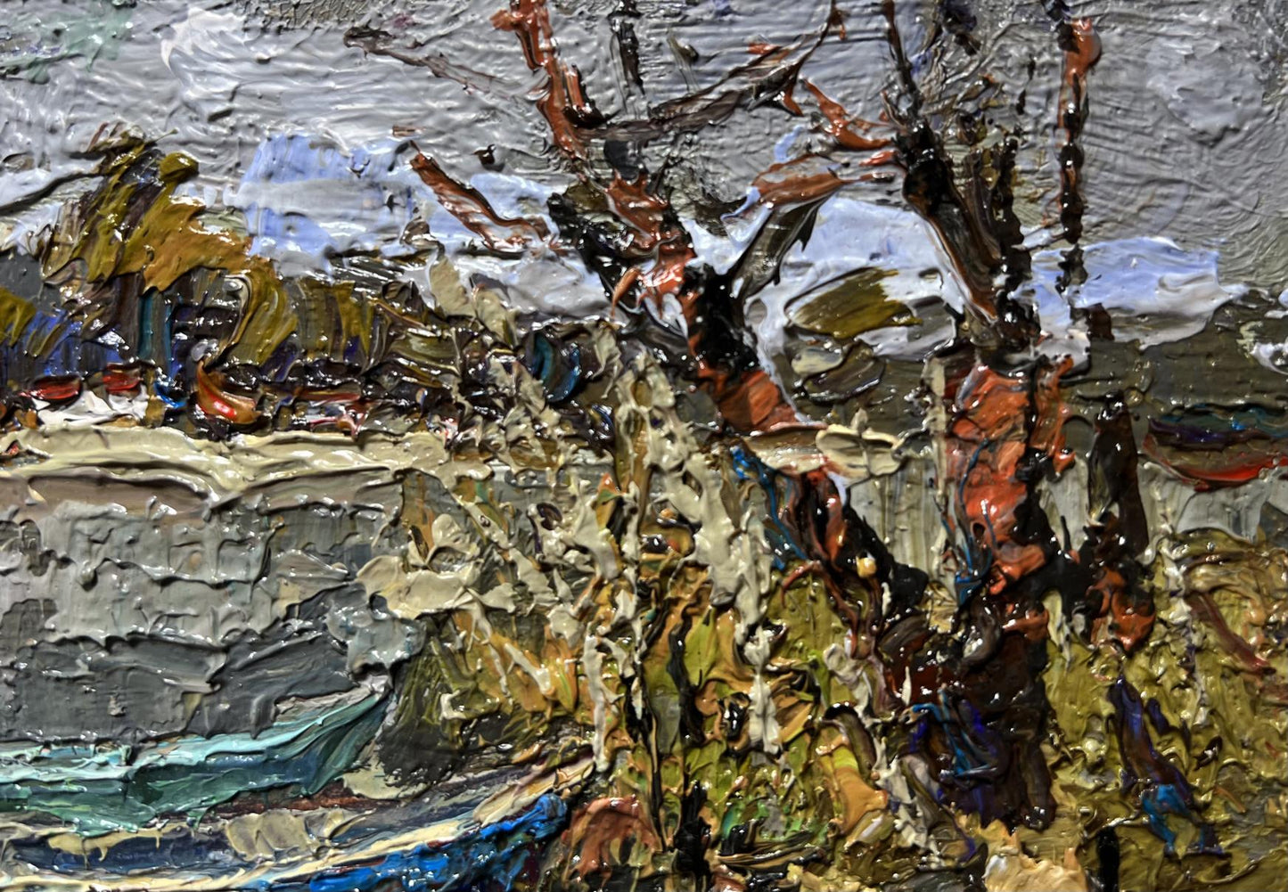 Oil painting Autumn melancholy by Oksana Ivanyuk, textured impasto in earthy tones
