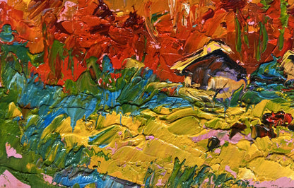 Vibrant impressionist oil painting Autumn in the Mountains by Oleksiy Ivanyuk