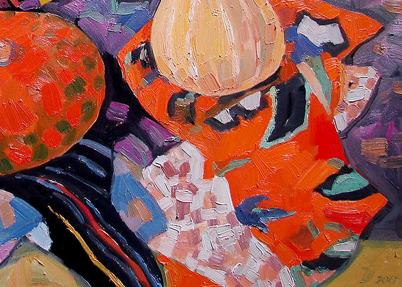 Oil painting of Hokkaido pumpkin still life by Tatyana Shulyak