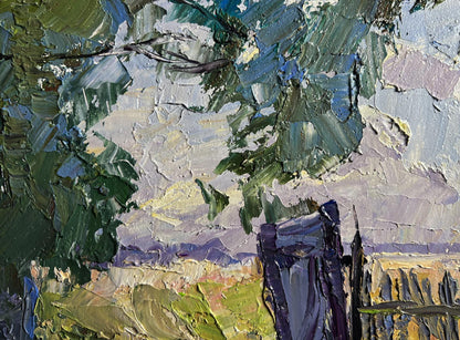 Impasto oil painting The beginning of a summer day by Boris Serdyuk tree