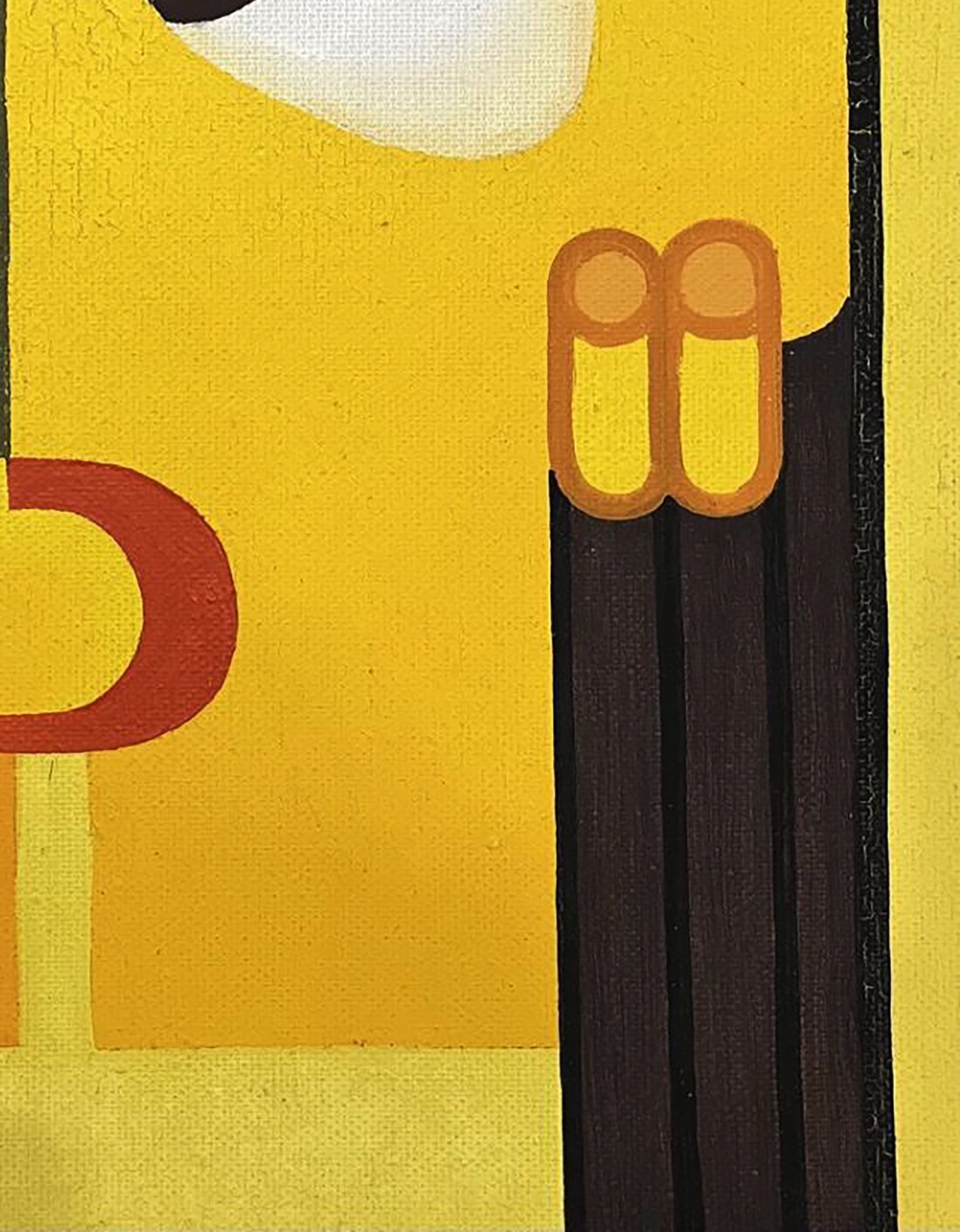 Oil painting Thoughts on spices by Ihor Safonov abstract orange chopsticks on yellow