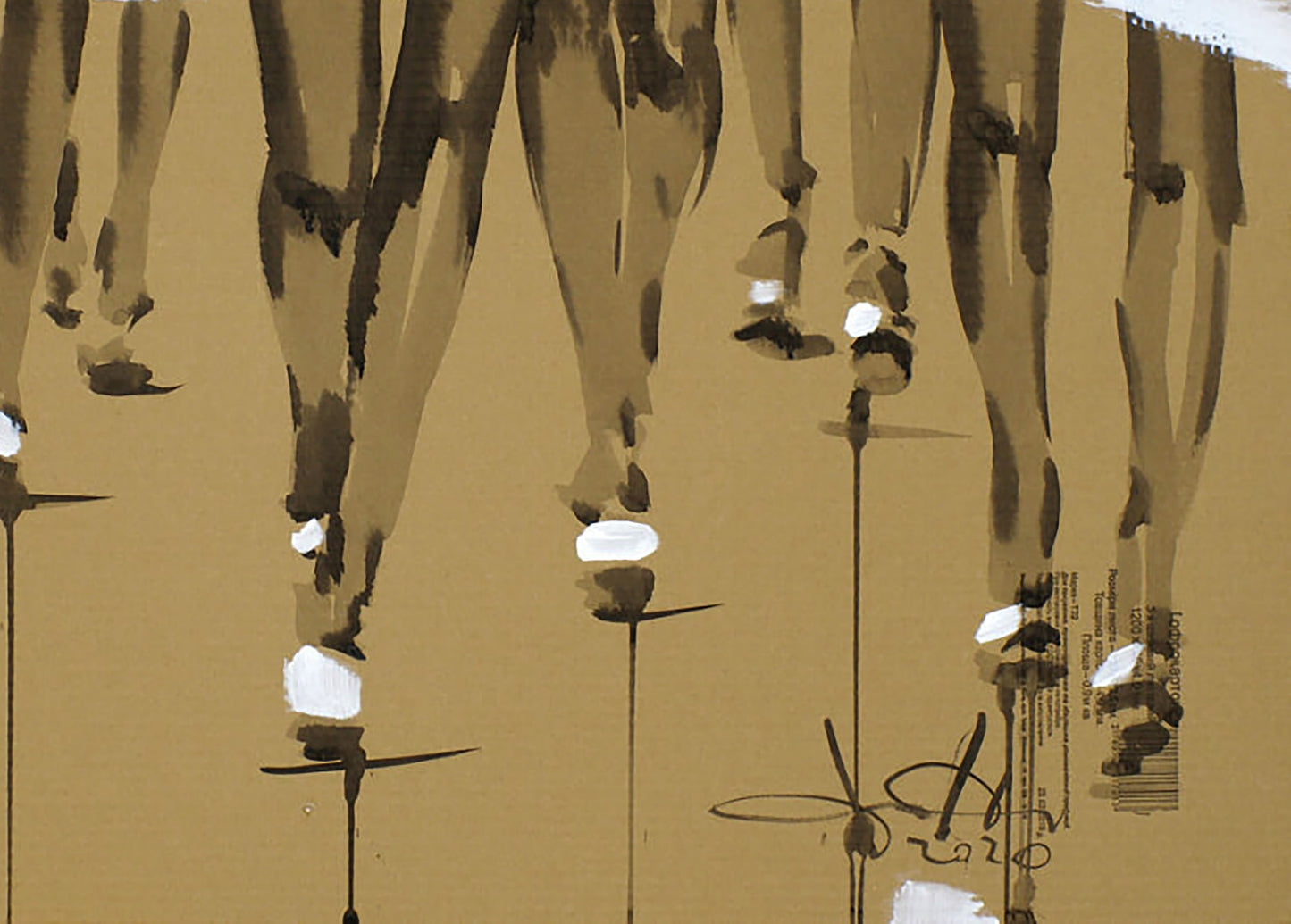 Acrylic painting Remix by Dima Filatov: earthy brown black strokes on beige