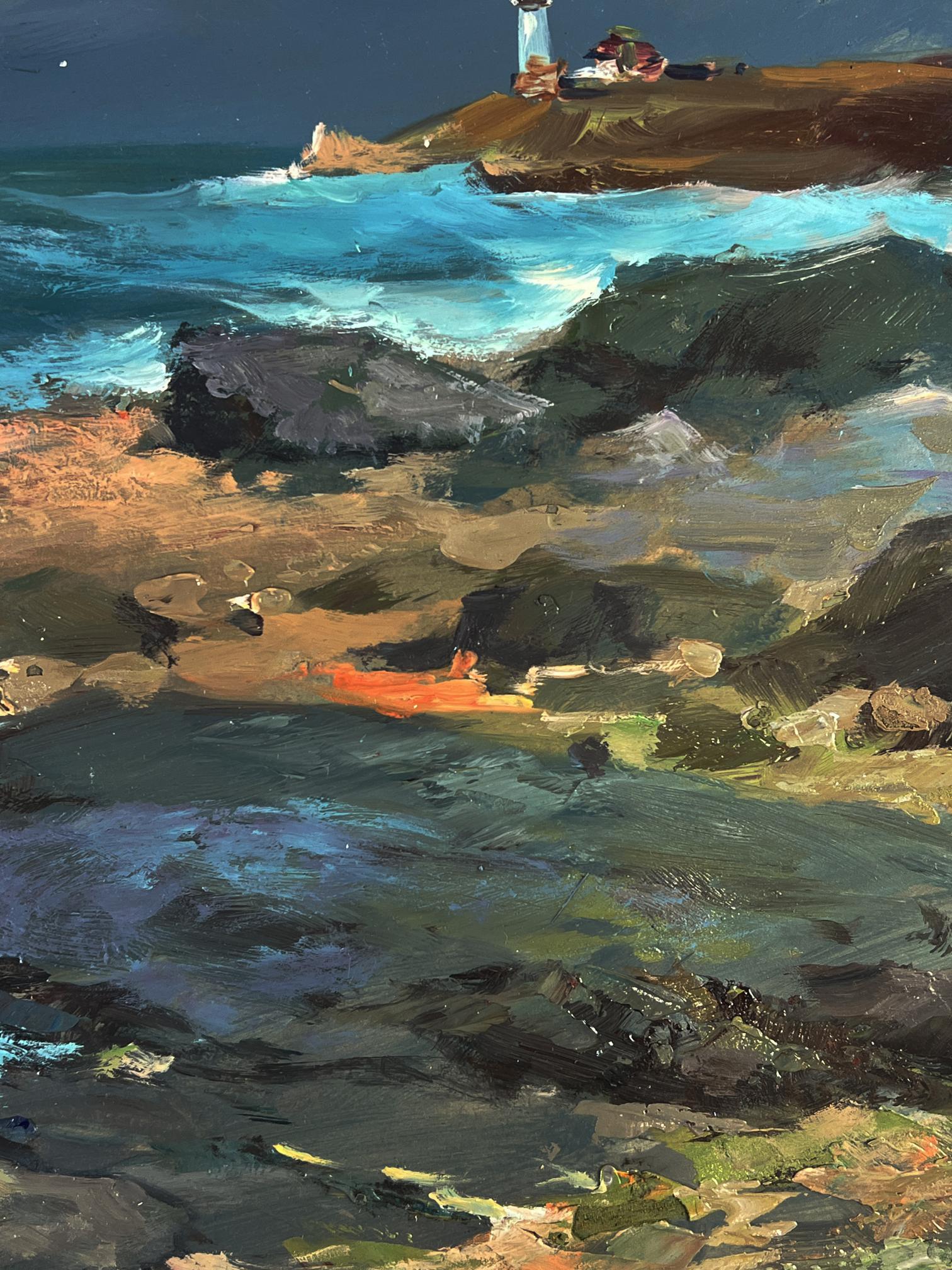 Vibrant impressionist oil painting Sea cloudy coast by Yuriy Suprunchuk