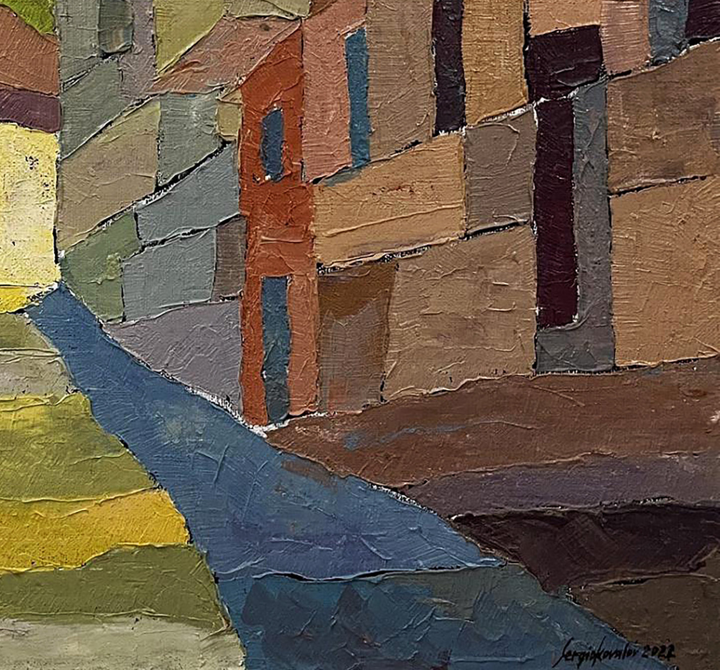 Oil painting Rising up by Serhiy Kovalev textured building facade