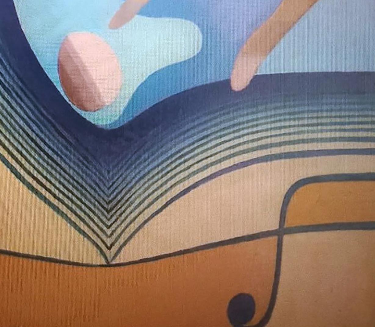 Oil painting Air environment by Alexander Strashevich: blue orange curved bands pink oval