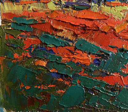 Oil painting Buckwheat stubble by Oksana Ivanyuk with vibrant impasto strokes