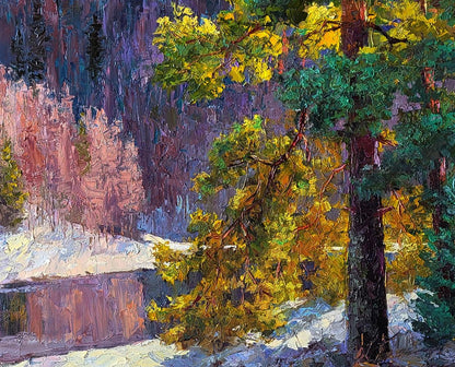 Vibrant impressionist oil painting It snowed in the mountains by Boris Serdyuk