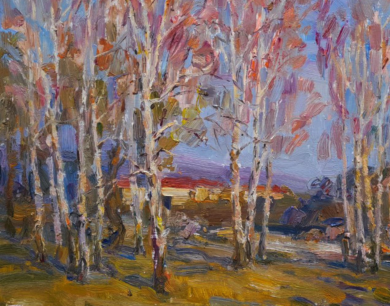 Vibrant impressionist oil painting Whispering birches by Ivan Kovalenko