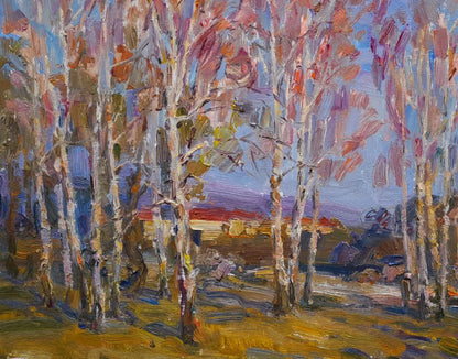 Vibrant impressionist oil painting Whispering birches by Ivan Kovalenko