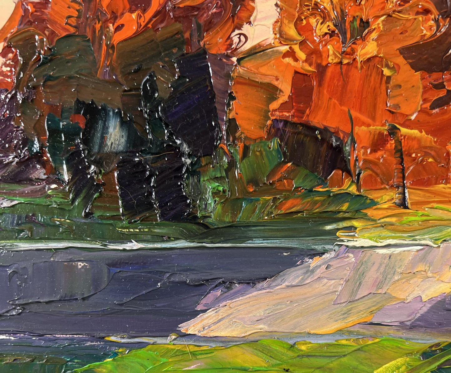 Oil painting Autumn poplars by Boris Serdyuk impressionist landscape