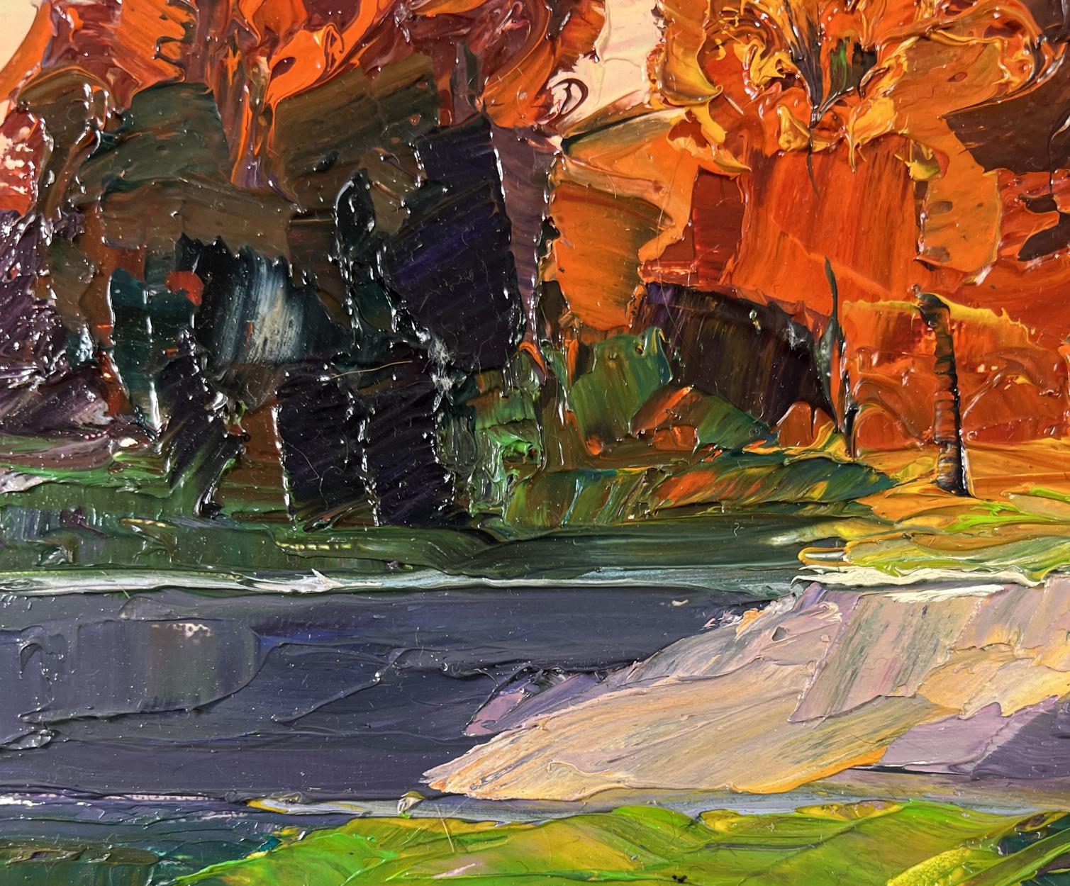 Oil painting Autumn poplars by Boris Serdyuk impressionist landscape