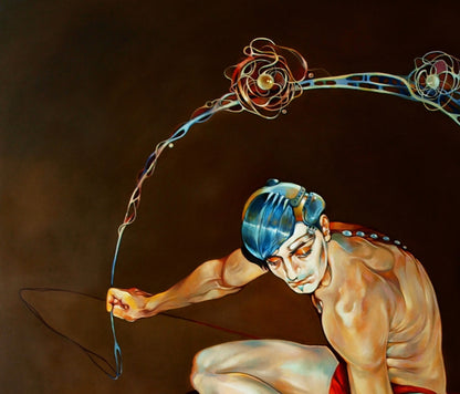 Oil painting of Markandeya Rishi by Konsta G. Amelinn with blue hair