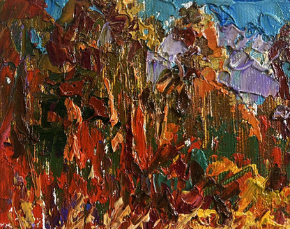 Vibrant Oleksiy Ivanyuk oil painting of lake on outskirts with bold textured strokes