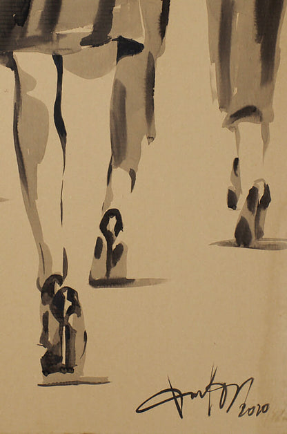 Abstract monochrome ink legs and feet by Dima Filatov, Every Step acrylic painting