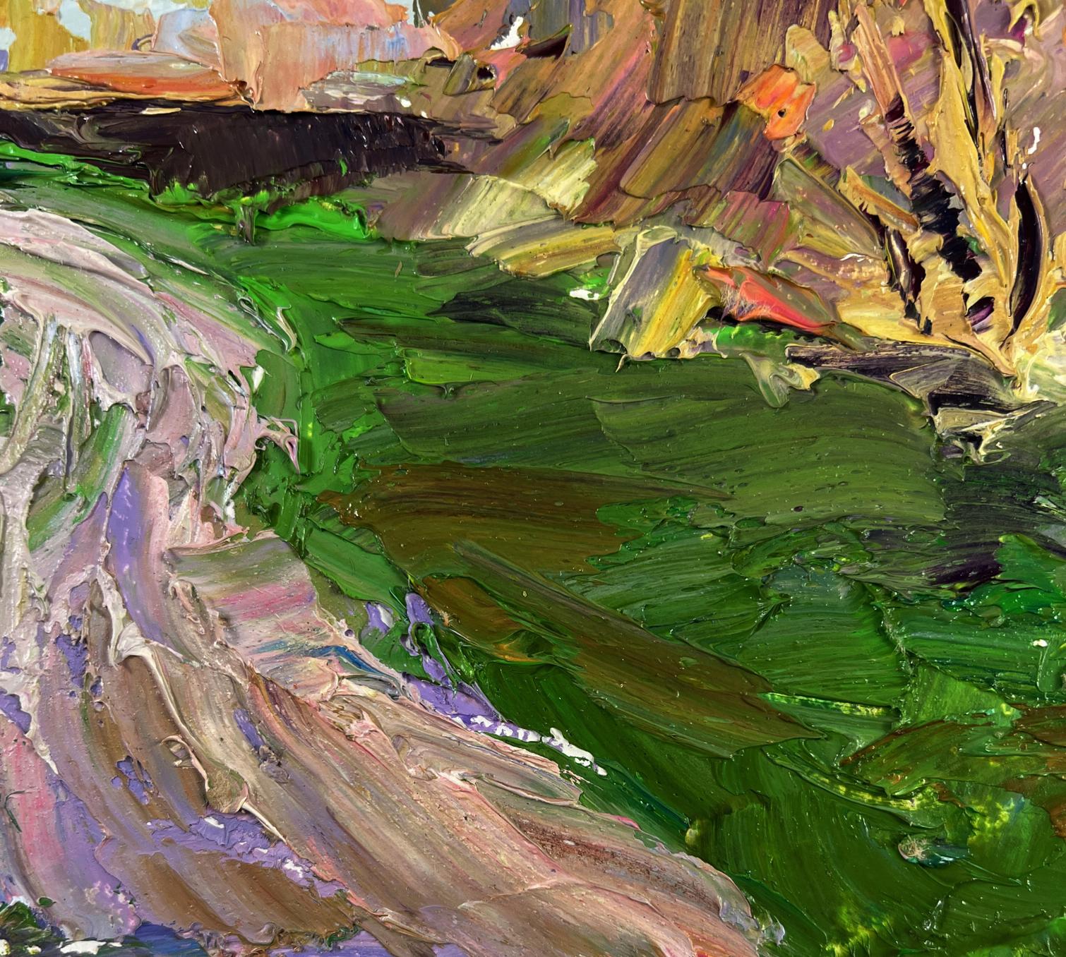 Vibrant impressionist oil painting Autumn reflected on the face of the river by Boris Serdyuk