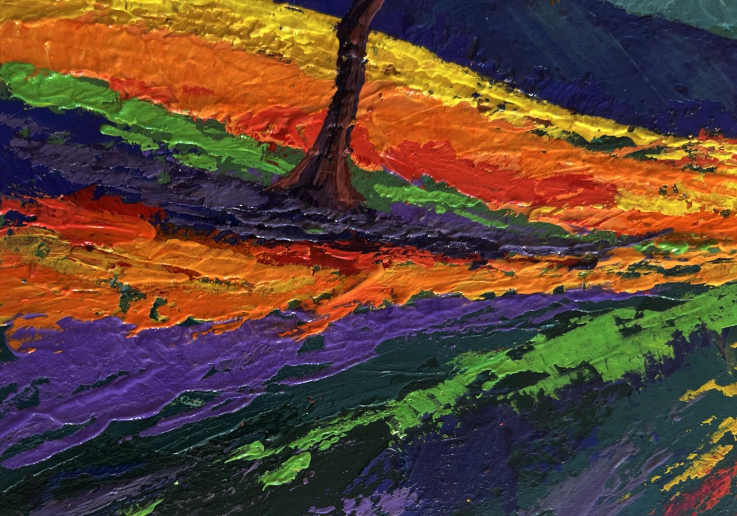 Oil painting Romantic memories of the evening by V. Zadorozhnya with dark tree