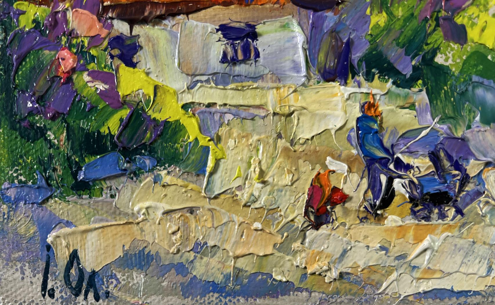 Vibrant impressionist oil painting Bloom and light between buildings by Oleksiy Ivanyuk