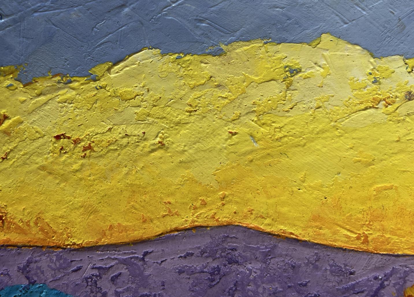 Blazing Sunset V. Zadorozhnya oil painting with yellow, purple, blue bands