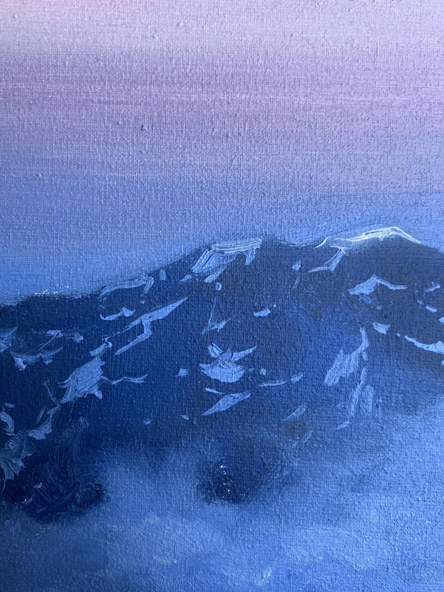 Oil painting Snowy mountains Tatyana Derdey textured canvas art