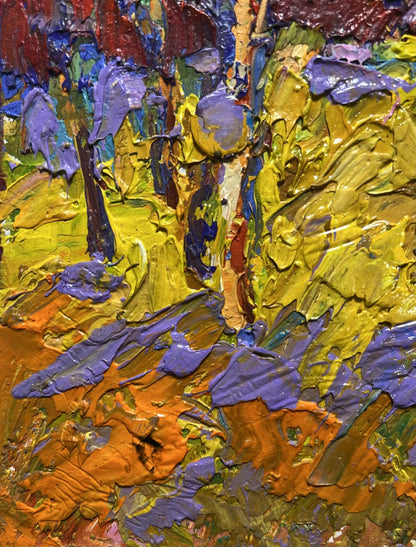 Vibrant impressionist oil painting of cow in field by Oleksiy Ivanyuk