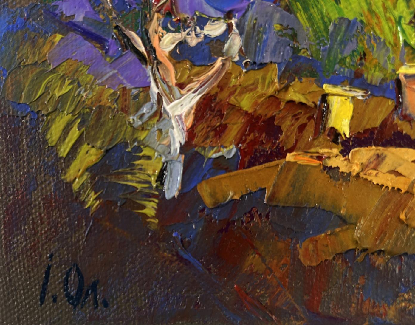 Vibrant impressionist oil painting Evening ray over spring fields by Oleksiy Ivanyuk