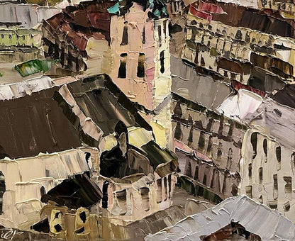 Impressionistic oil painting Panorama with Horishnyi N.A. cathedral