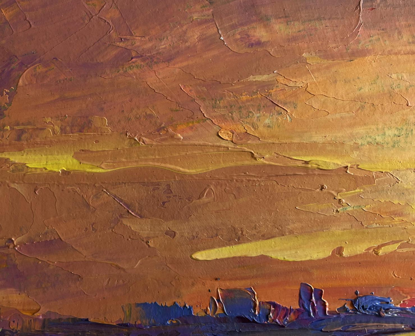 Oil painting The winter morning begins by Boris Serdyuk in warm impasto tones