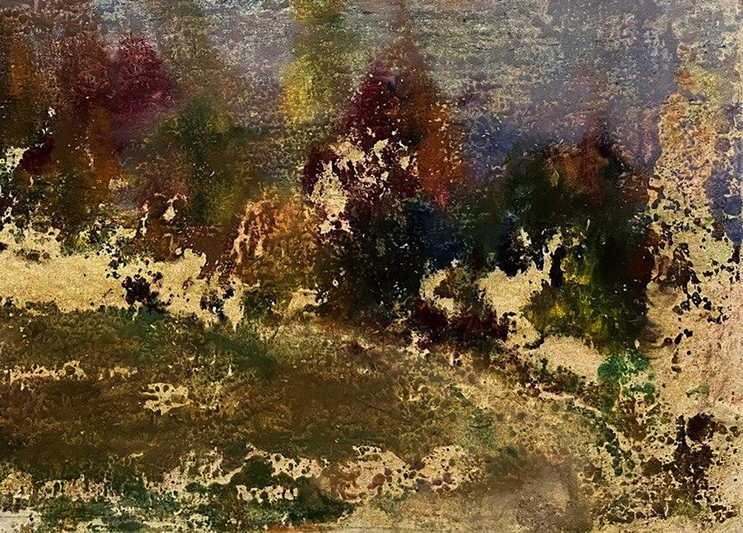 Oil painting Thoughts about nature by Pavlo Miroshnychenko, abstract earthy landscape