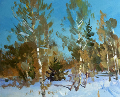 Vibrant impressionistic oil painting After the Night Snowfall by Yuriy Suprunchuk