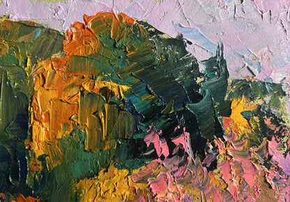 Oil painting Evening on the lake by Boris Serdyuk vibrant impasto abstract