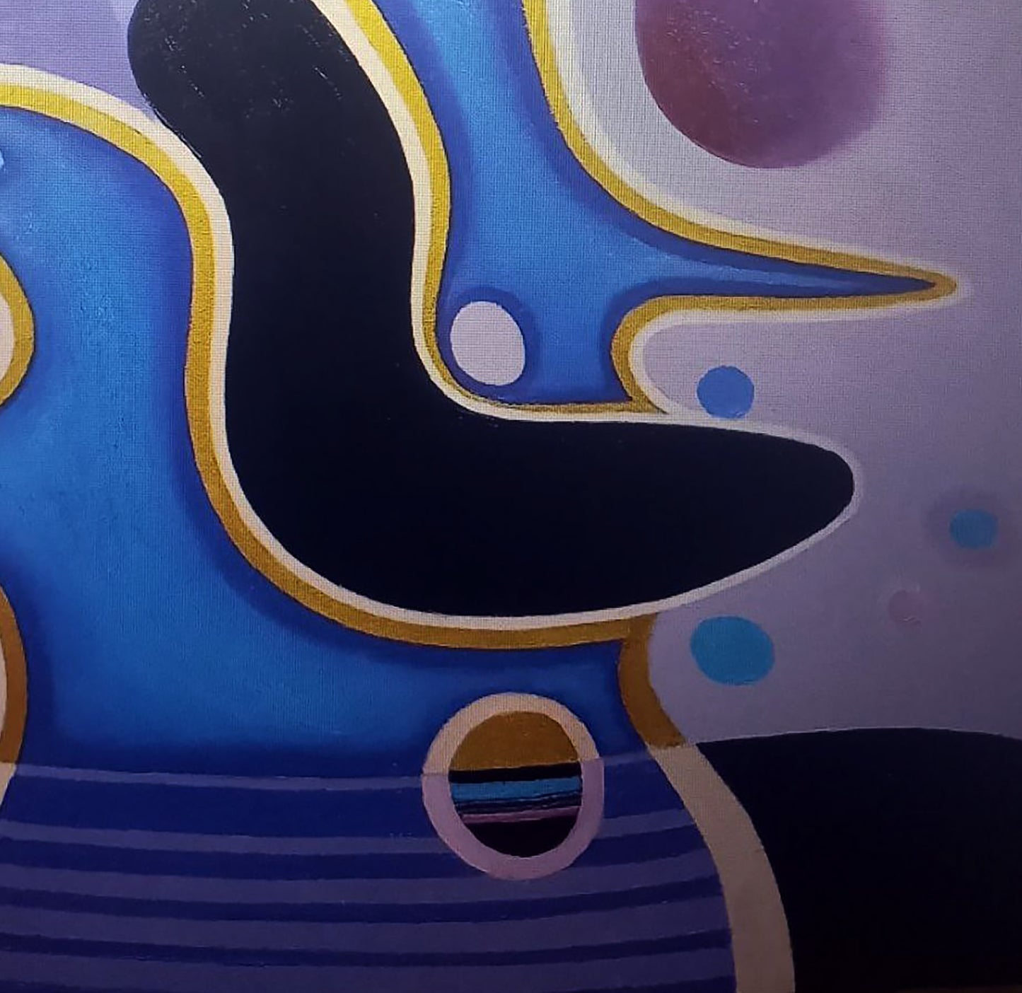 Oil painting A game by Alexander Strashevich: bold blue black forms in gold