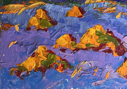 Oil painting Warm crimson evening by Oleksiy Ivanyuk vibrant abstract textured colors