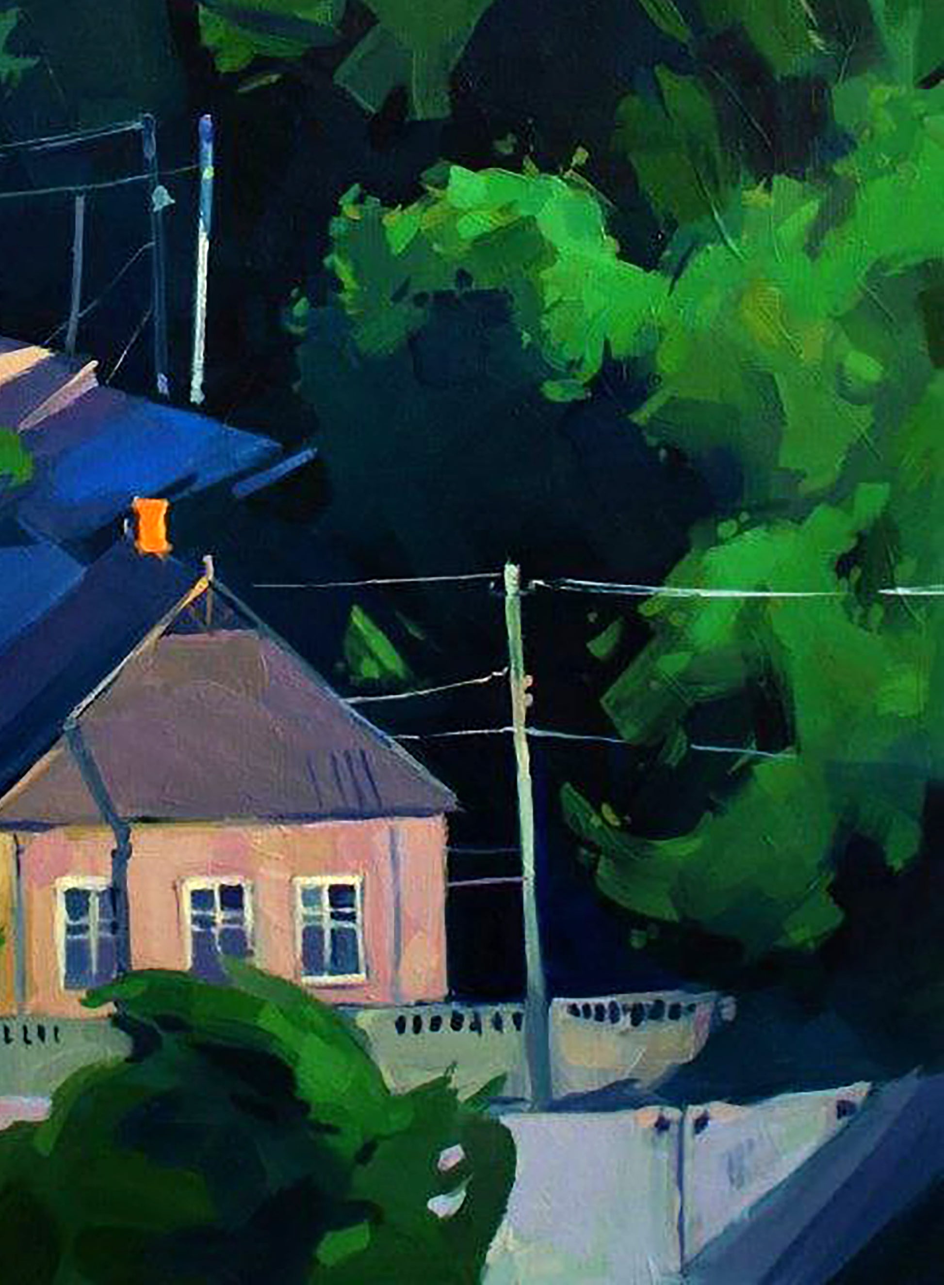 Impressionistic oil painting At five in the morning by Anastasia Yaroshevich: peach house