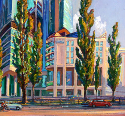 Vibrant impressionistic oil painting of Hotel in the City by Leonid Pavlenko