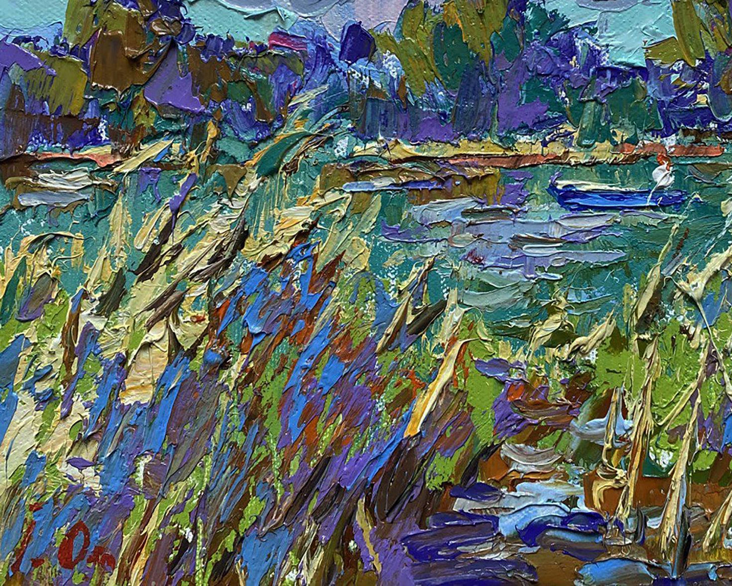 Vibrant impressionist oil painting Among the Reeds by Oleksiy Ivanyuk