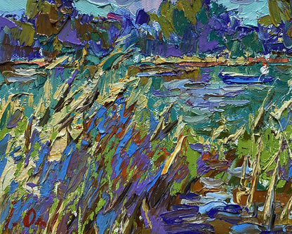 Vibrant impressionist oil painting Among the Reeds by Oleksiy Ivanyuk
