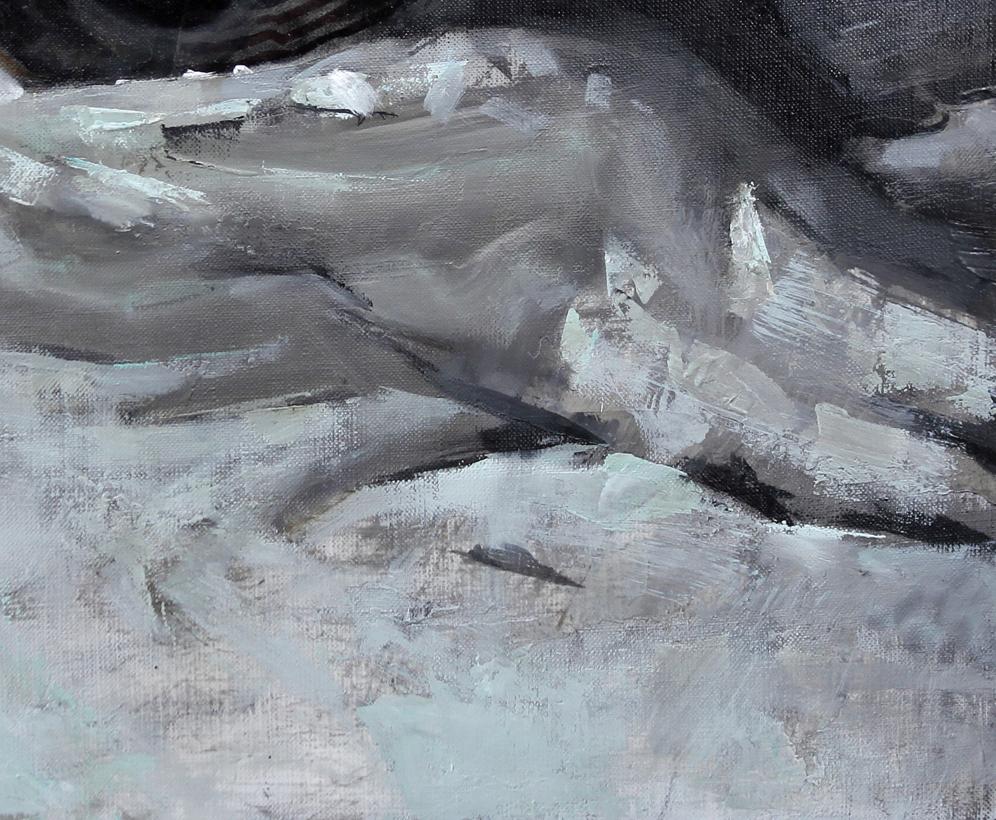 Textured gray and white abstract oil painting by Josef Ed Potapenkov